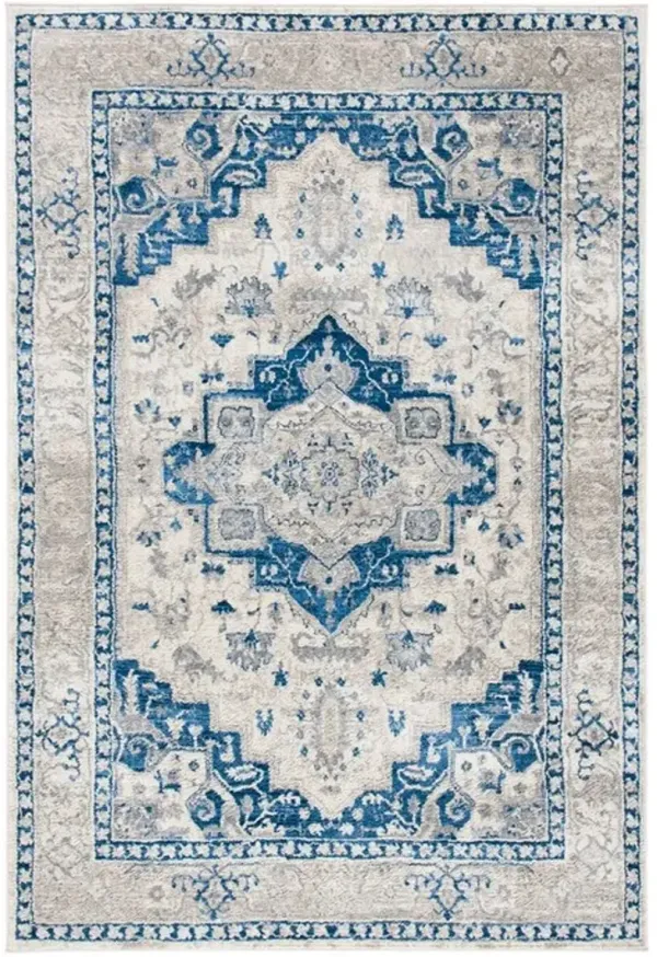 Brentwood 851 Ivory / Blue 4' X 6' Small Rectangle Powerloomed Rug
