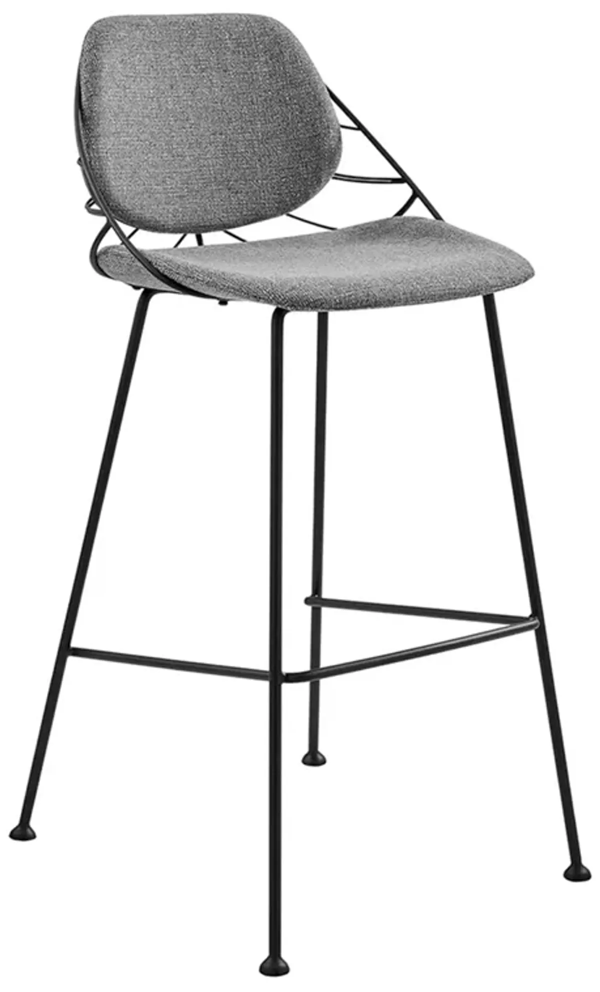 Linnea-B Bar Stool in Light Gray Fabric with Matte Black Frame and Legs - Set Of 2