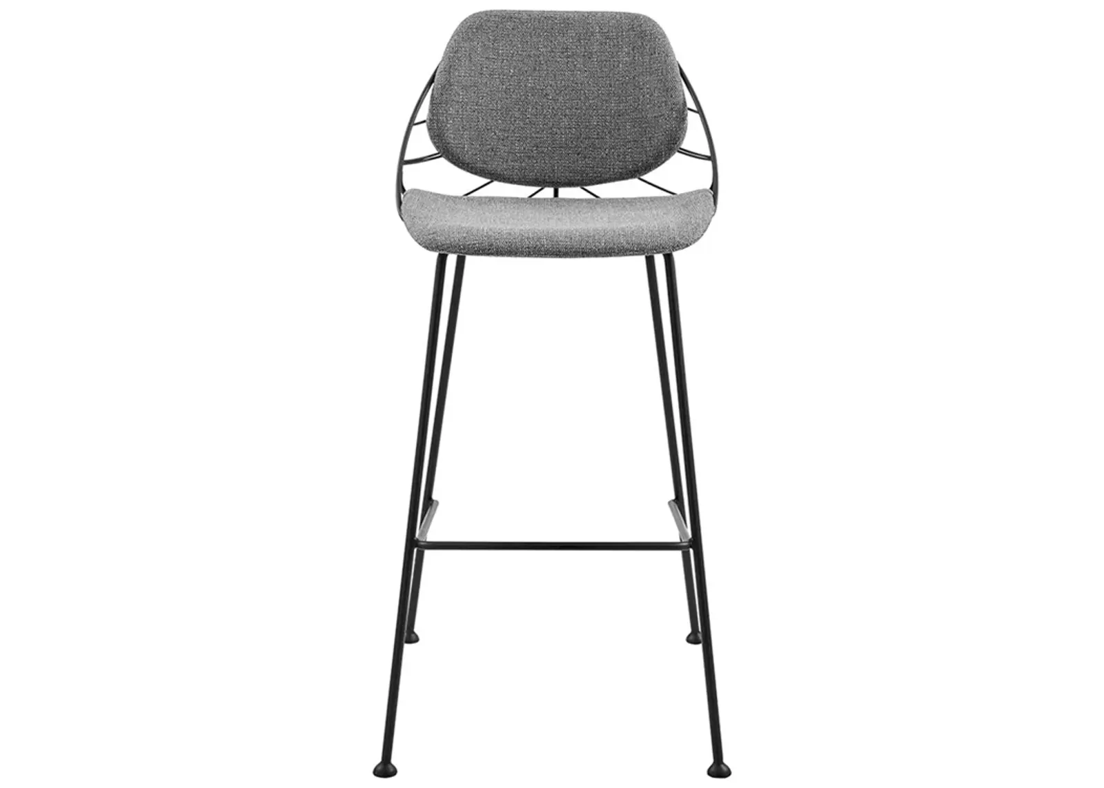 Linnea-B Bar Stool in Light Gray Fabric with Matte Black Frame and Legs - Set Of 2