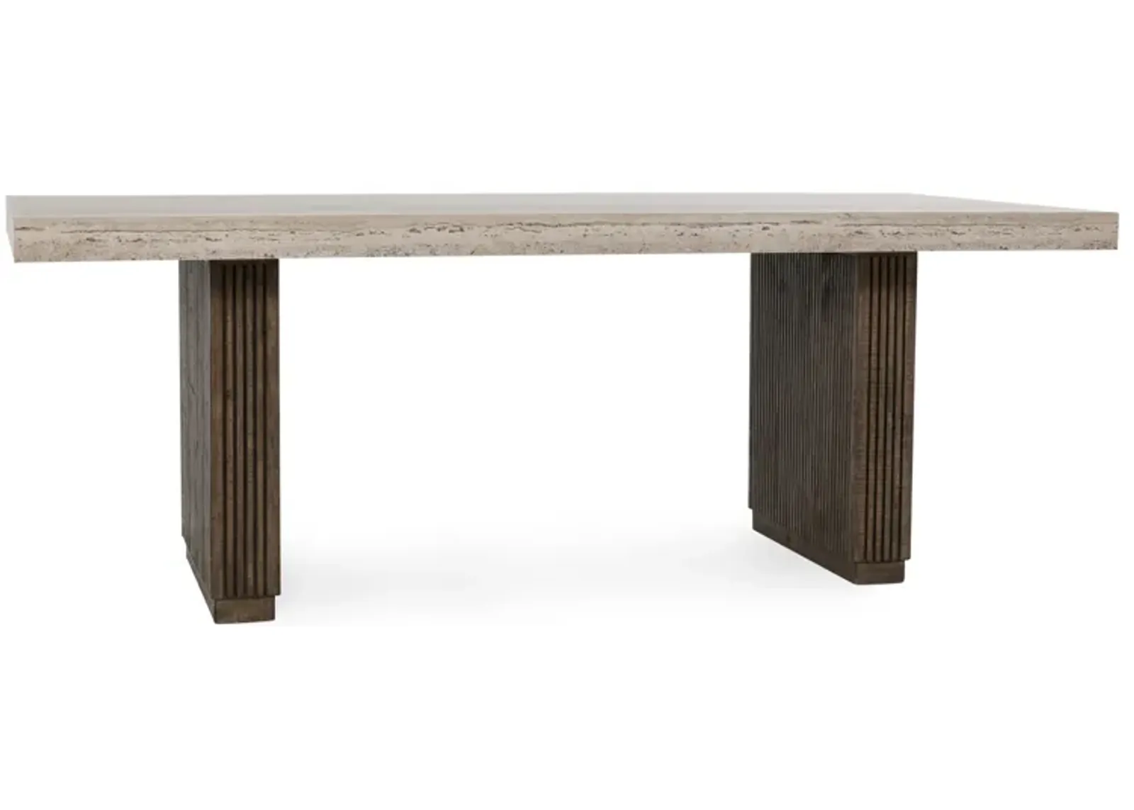 Ollie 82" Travertine Laminate Dining Table in Brown