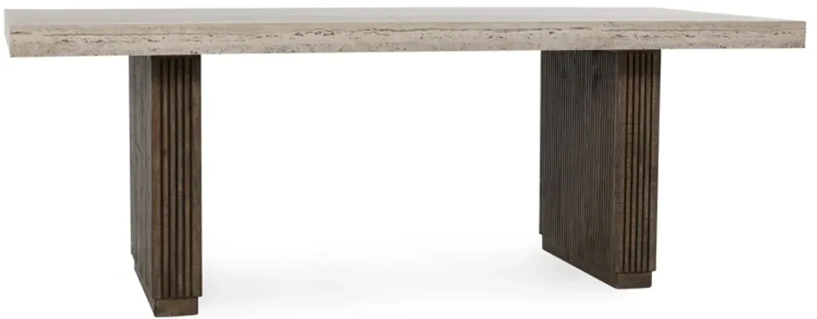 Ollie 82" Travertine Laminate Dining Table in Brown