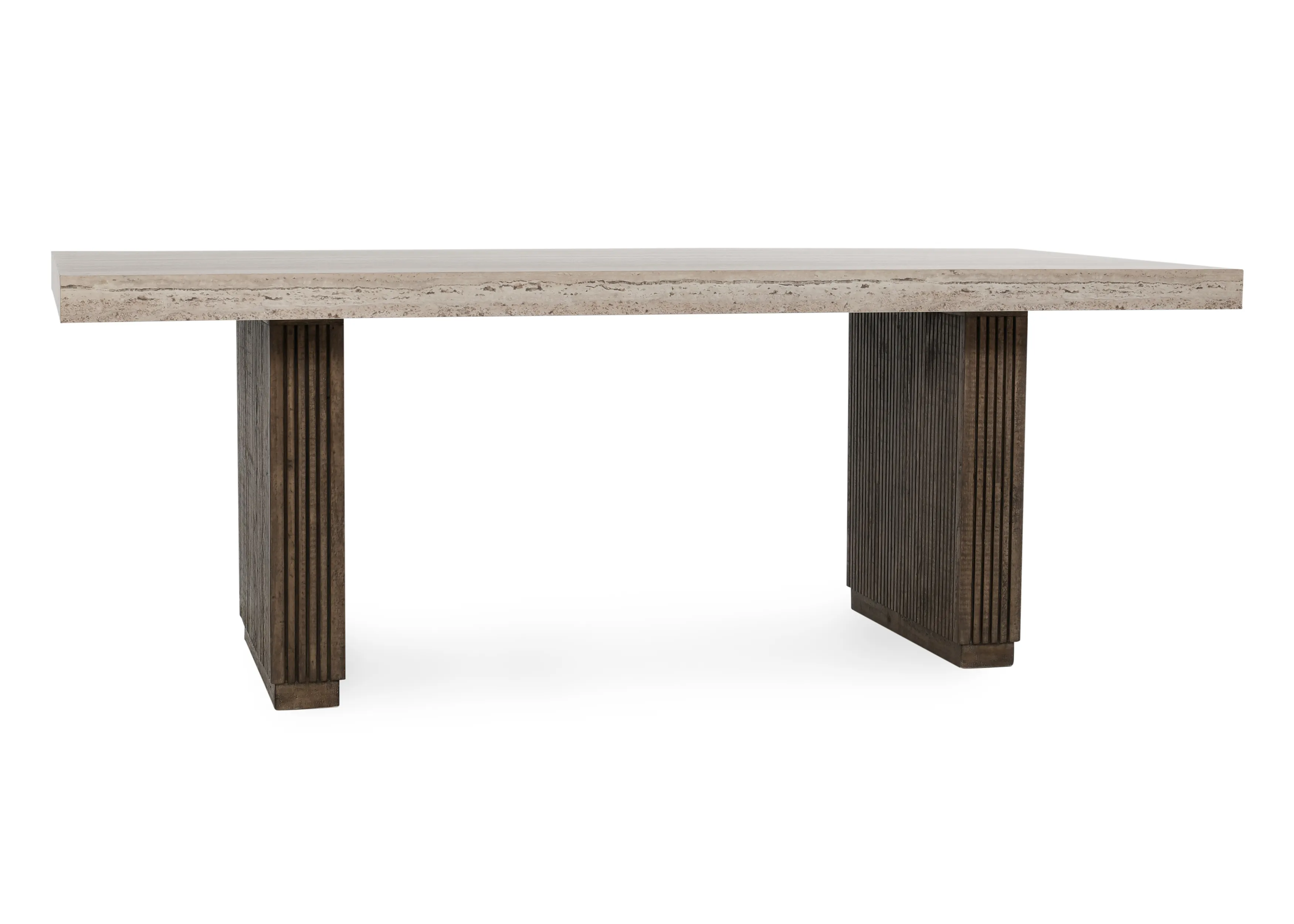 Ollie 82" Travertine Laminate Dining Table in Brown