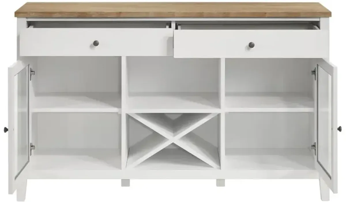 Hollis 2-door Dining Sideboard with Drawers Brown and White