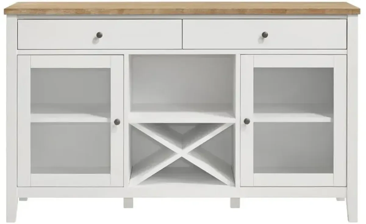 Hollis 2-door Dining Sideboard with Drawers Brown and White