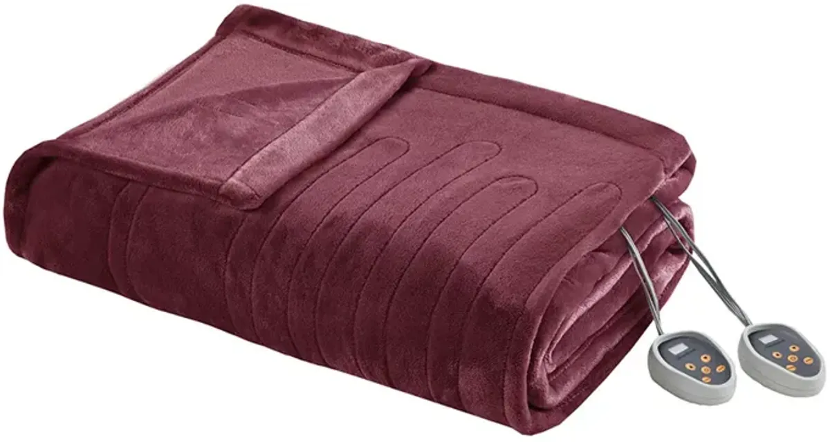 Beautyrest Heated Plush Red Blanket