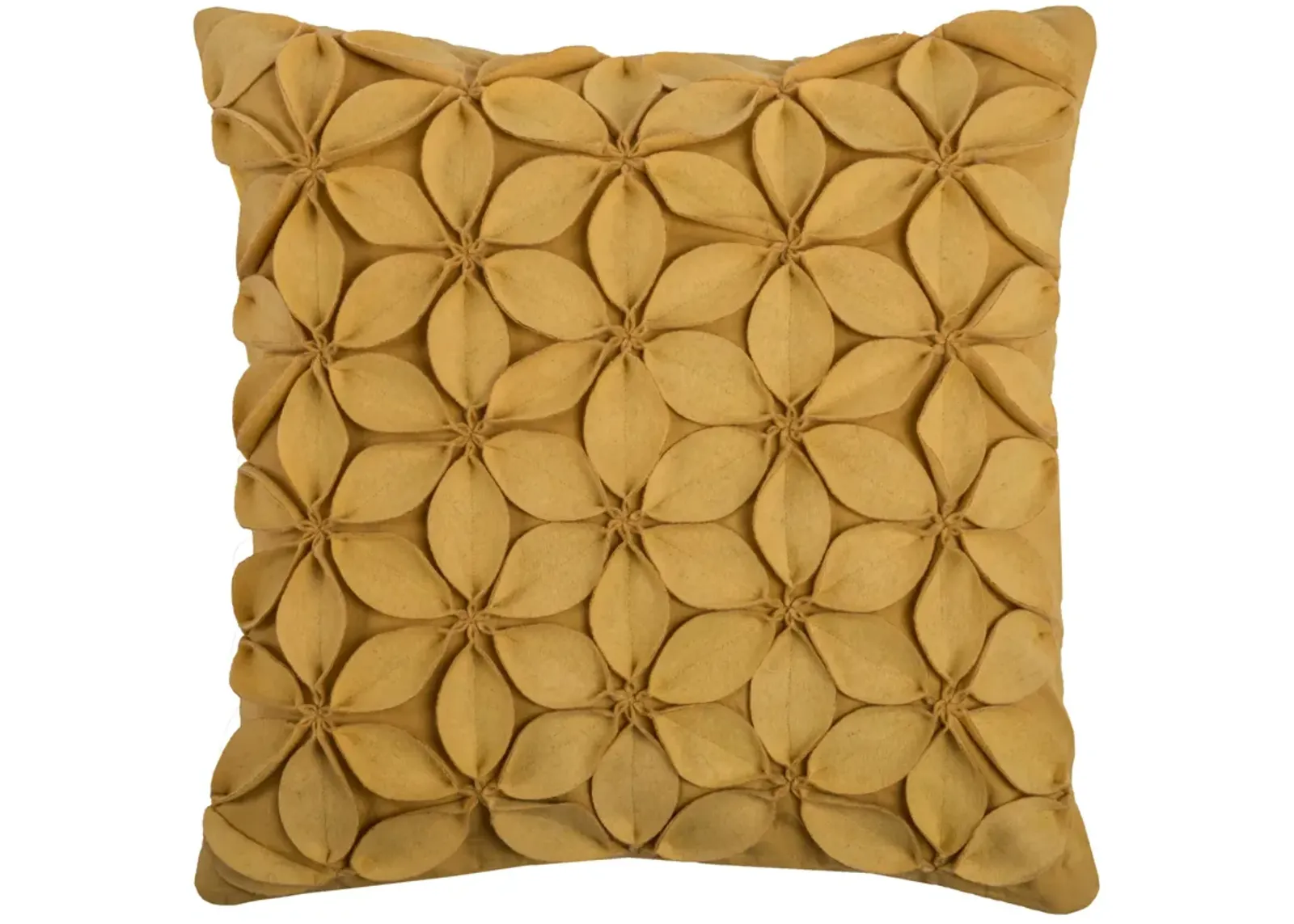 Solid Botanical Petals Yellow  Pillow