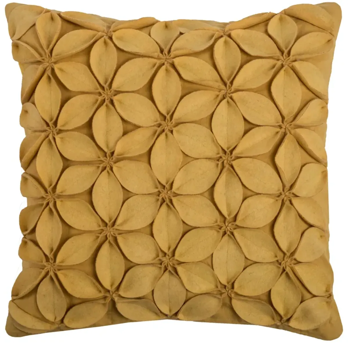 Solid Botanical Petals Yellow  Pillow