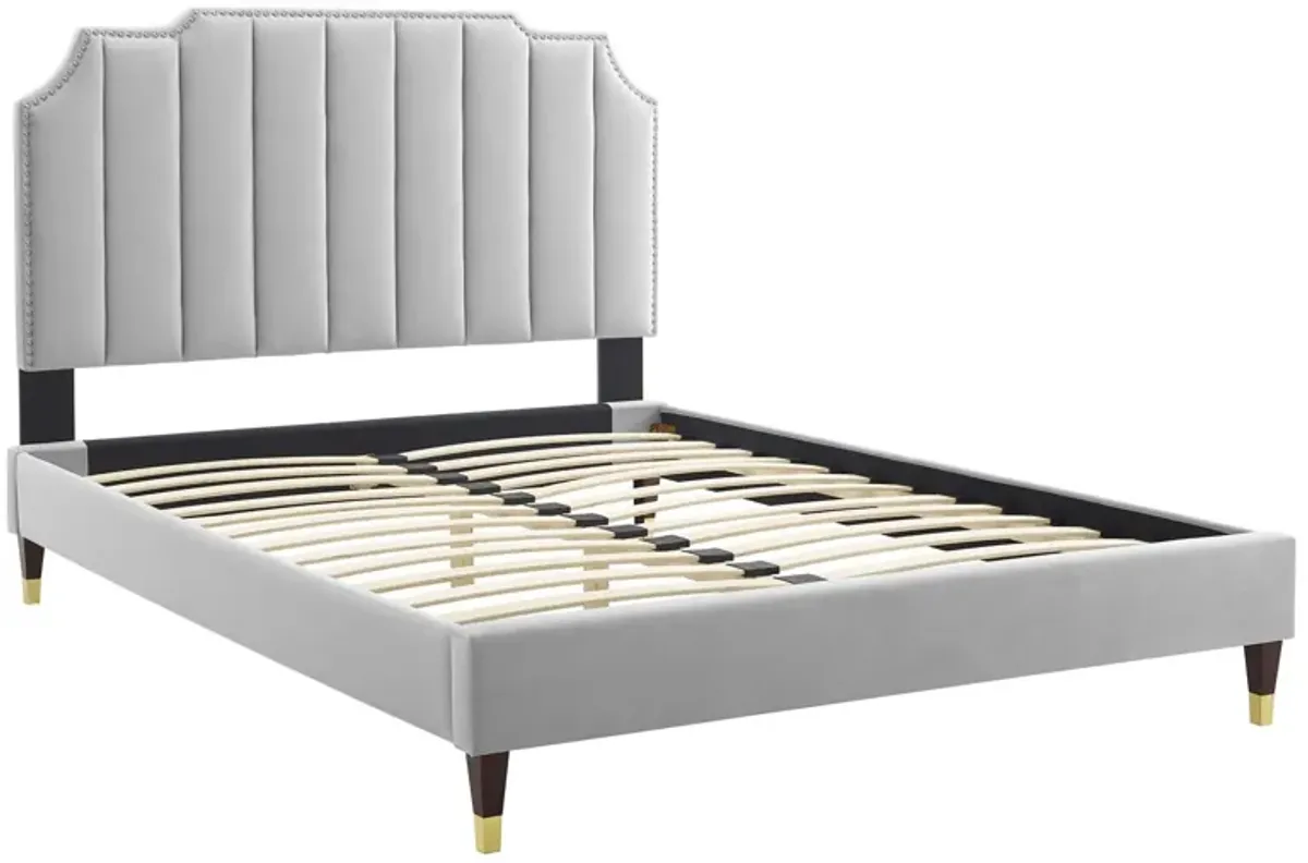 Colette Full Performance Velvet Platform Bed