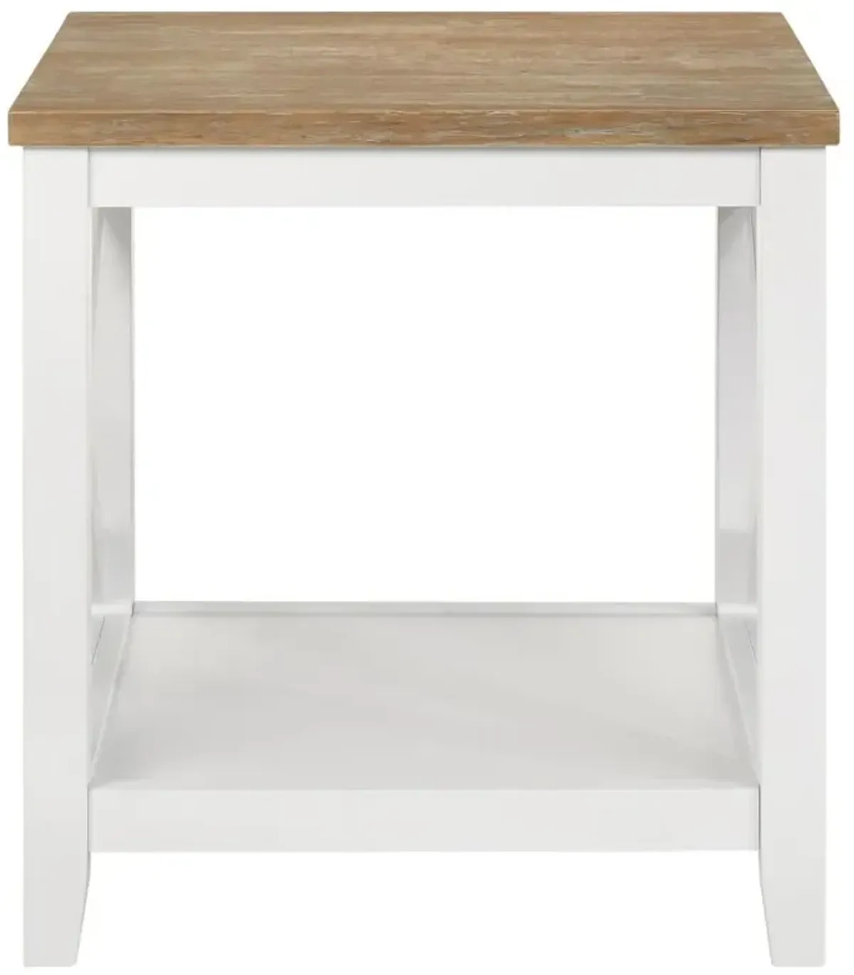 Maisy Square Wooden End Table With Shelf Brown and White