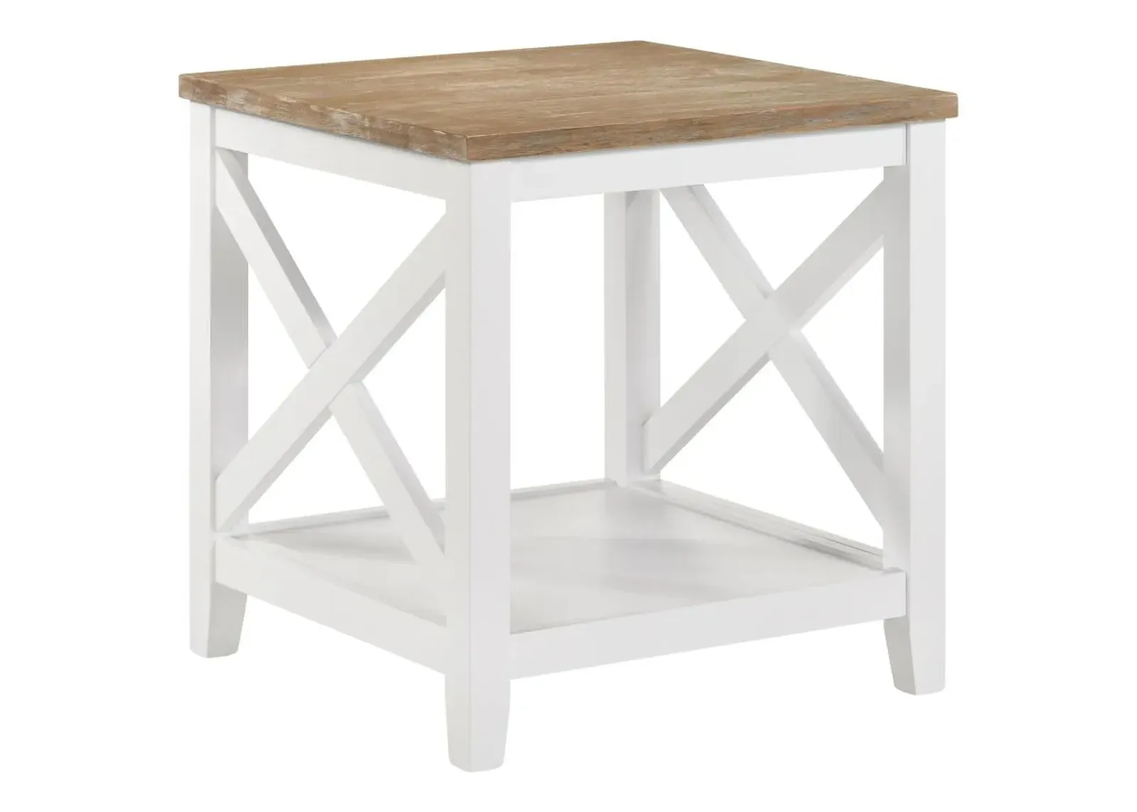 Maisy Square Wooden End Table With Shelf Brown and White