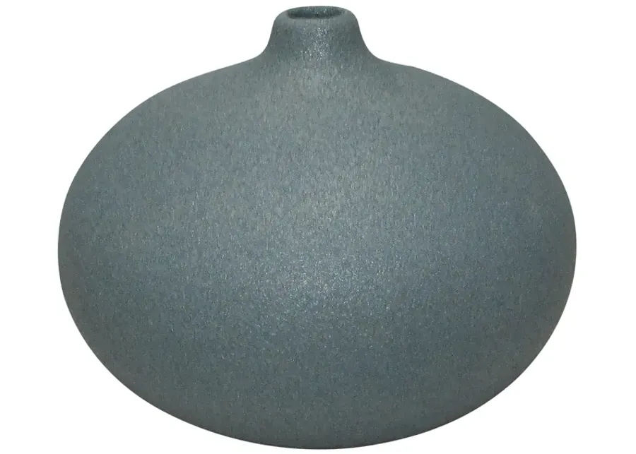 Cer, 5" Round Volcanic Vase, Denim Navy Blue