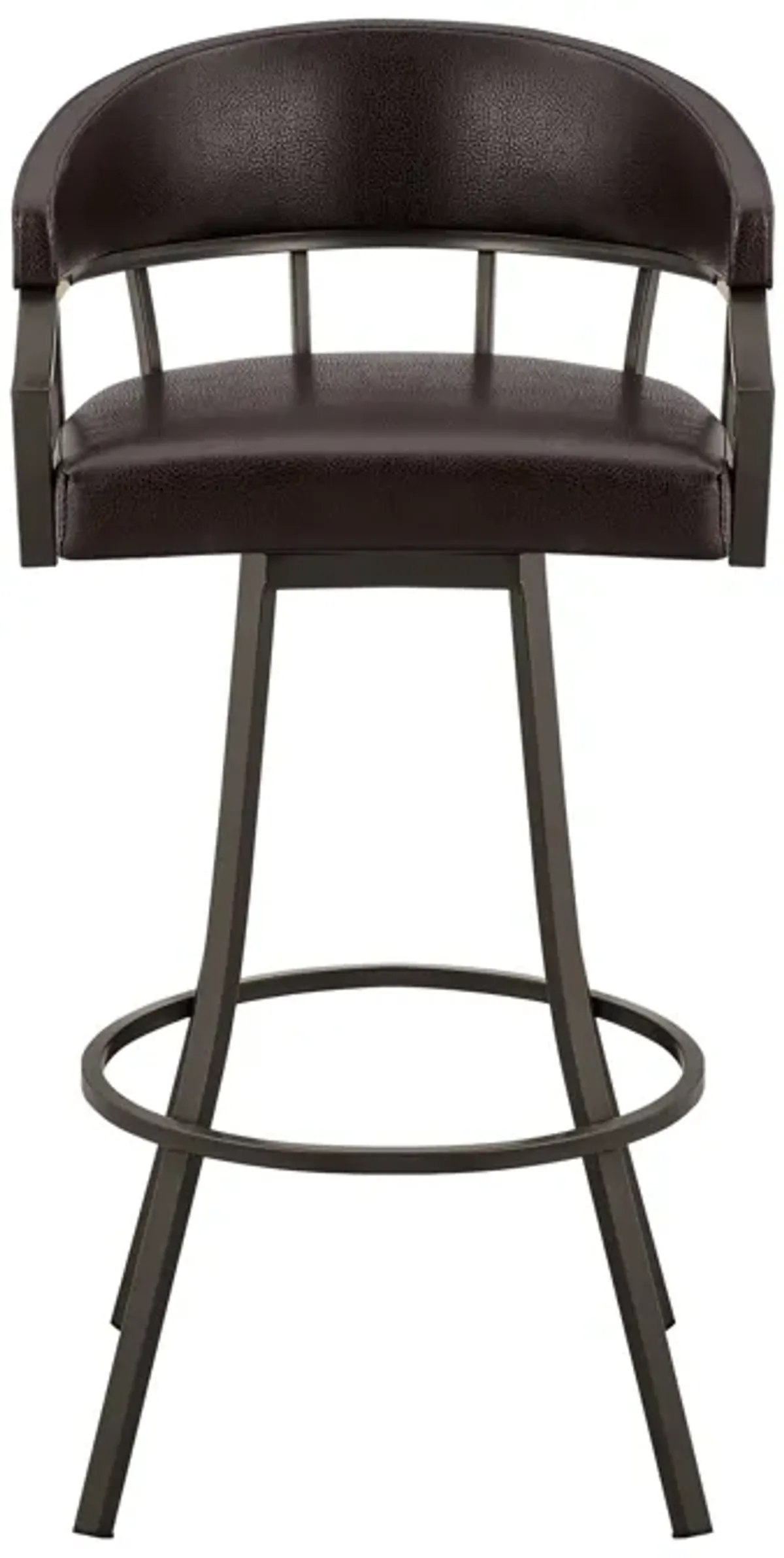 Valerie 26" Swivel Brown Faux Leather and Java Brown Metal Bar Stool