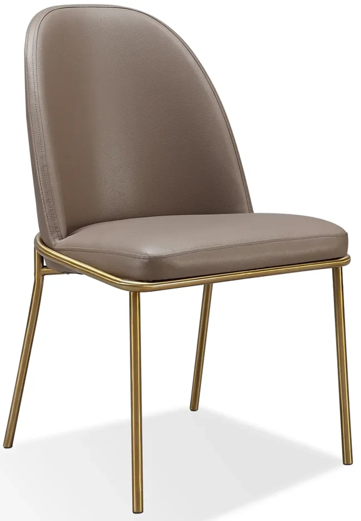 Doheny Leather Upholstered Metal Leg Dining Chair in Boots and Brass - Set of 2