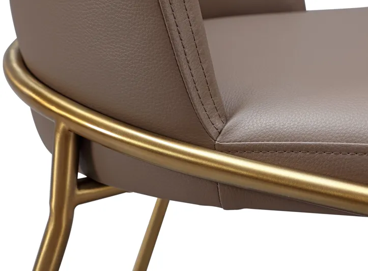 Doheny Leather Upholstered Metal Leg Dining Chair in Boots and Brass - Set