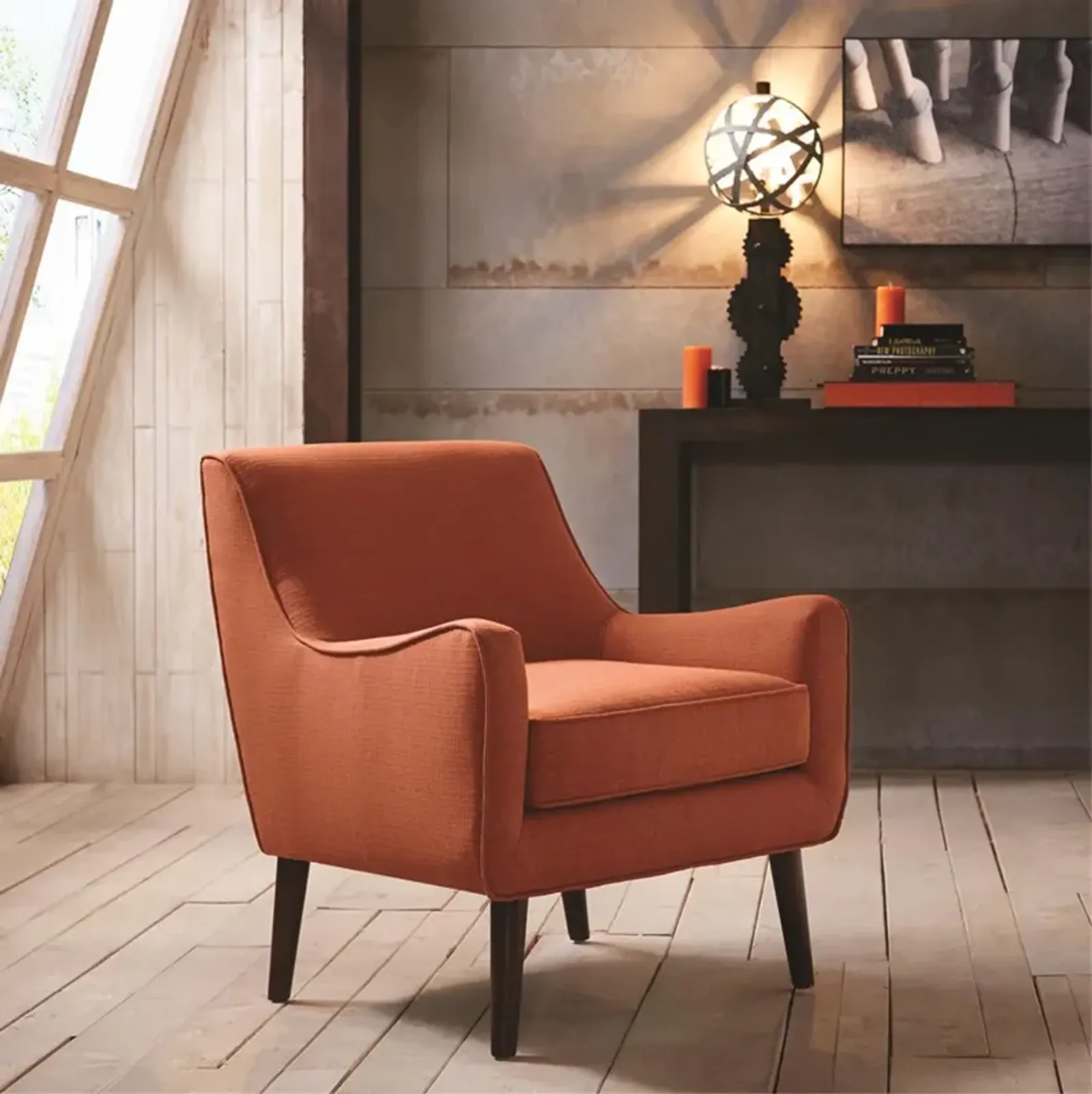 Madison Park Oxford Burnt Orange Mid-Century Accent Chair