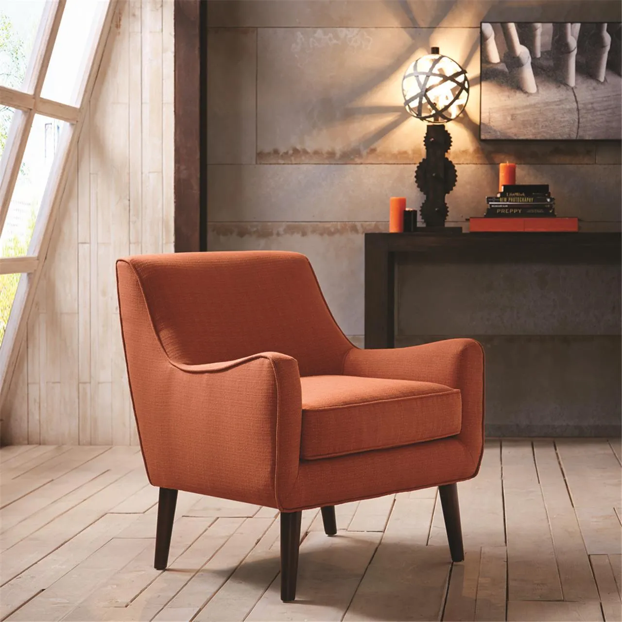 Madison Park Oxford Burnt Orange Mid-Century Accent Chair