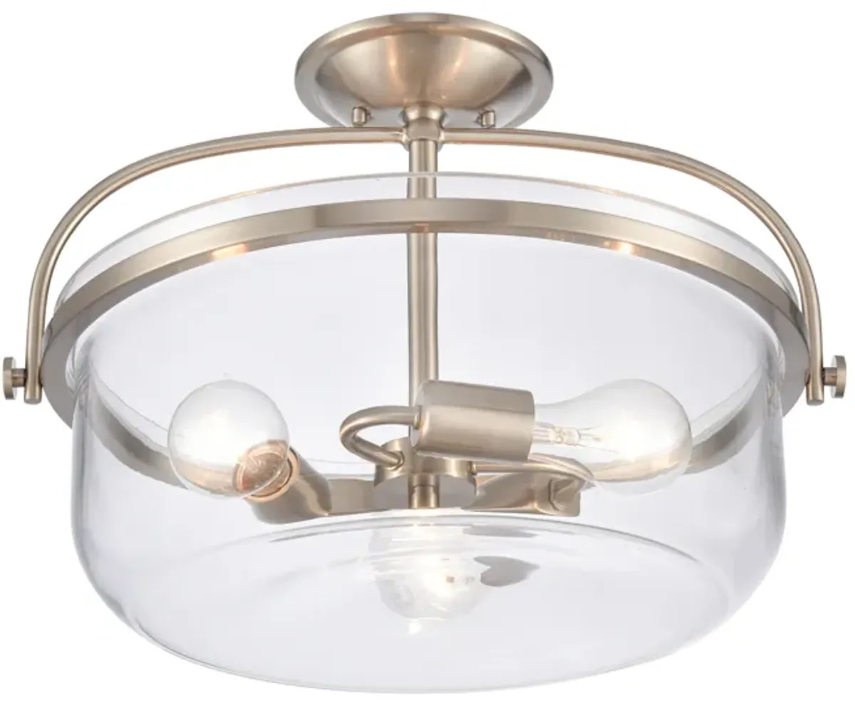 Wentworth 17'' Wide 3-Light Semi Flush Mount - Brushed Nickel