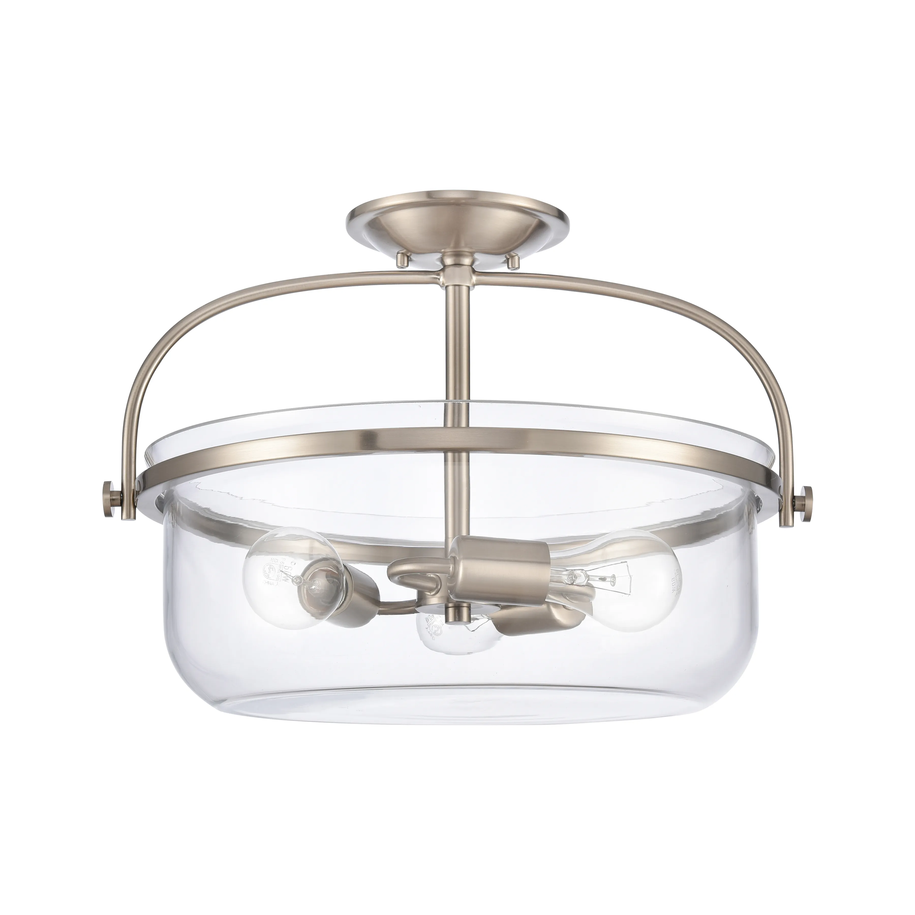 Wentworth 17'' Wide 3-Light Semi Flush Mount - Brushed Nickel