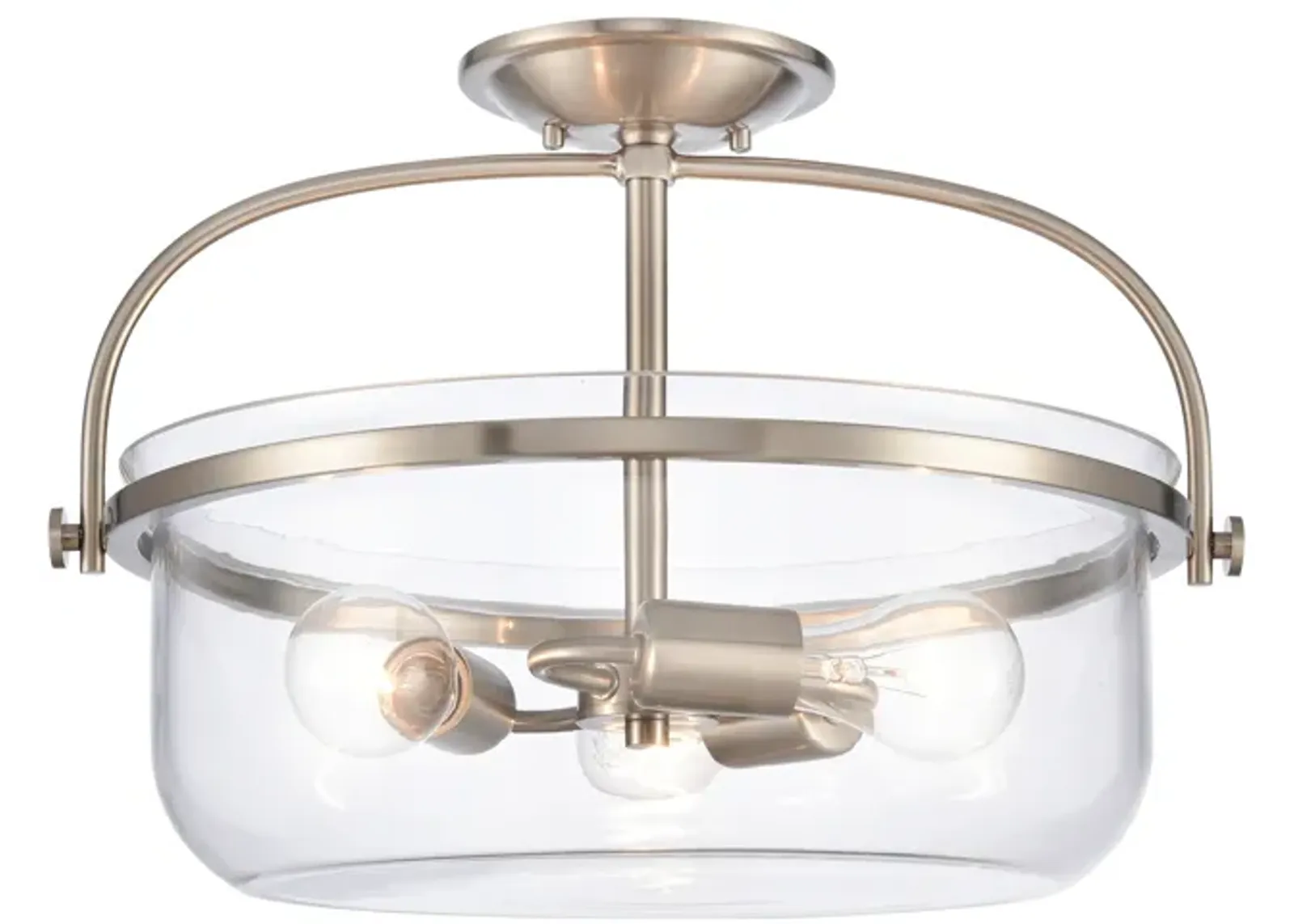 Wentworth 17'' Wide 3-Light Semi Flush Mount - Brushed Nickel