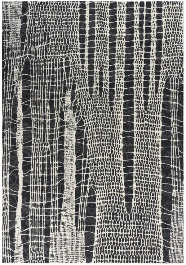 Emerge Beige/Black  Polyester 5'3" x 7'6" Rectangle Rug