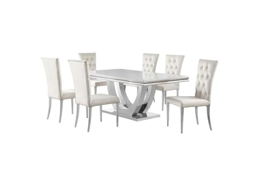 Kerwin 7-piece Dining Room Set White and Chrome