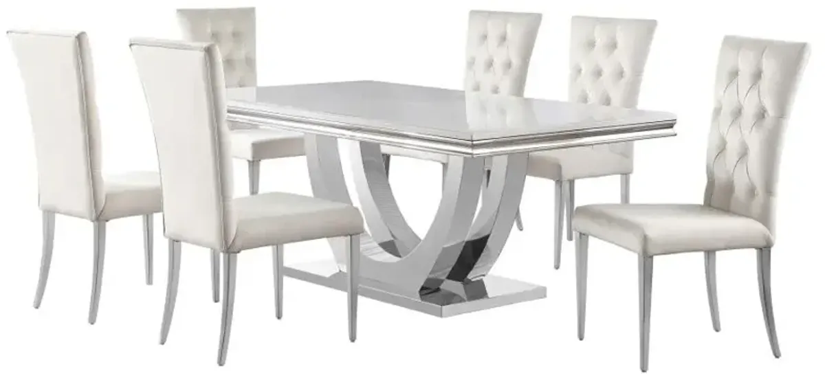 Kerwin 7-piece Dining Room Set White and Chrome