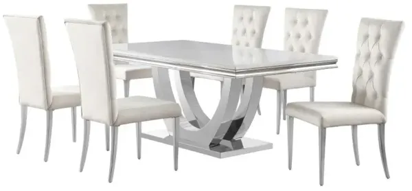 Kerwin 7-piece Dining Room Set White and Chrome