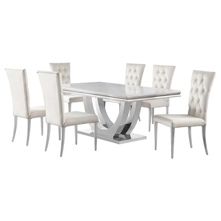 Kerwin 7-piece Dining Room Set White and Chrome