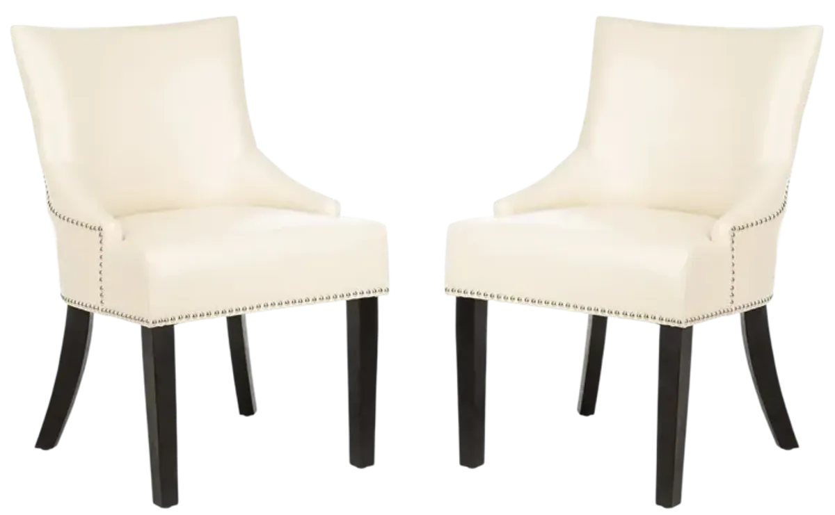 LOTUS 19''H KD SIDE CHAIR (SET OF 2) - SILVER NAIL HEADS