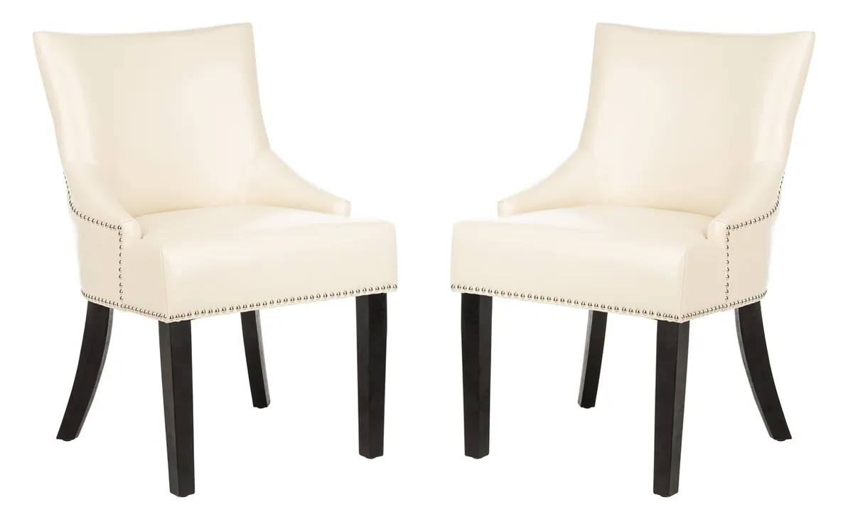 LOTUS 19''H KD SIDE CHAIR (SET OF 2) - SILVER NAIL HEADS