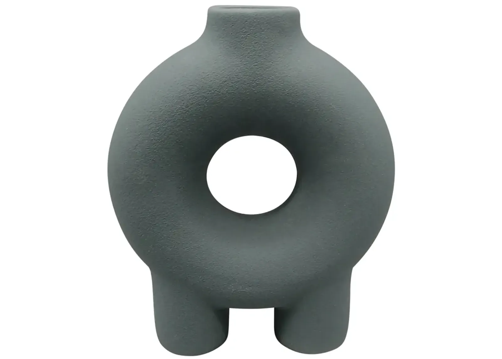 Cer, 7" Donut Footed Vase, Teal