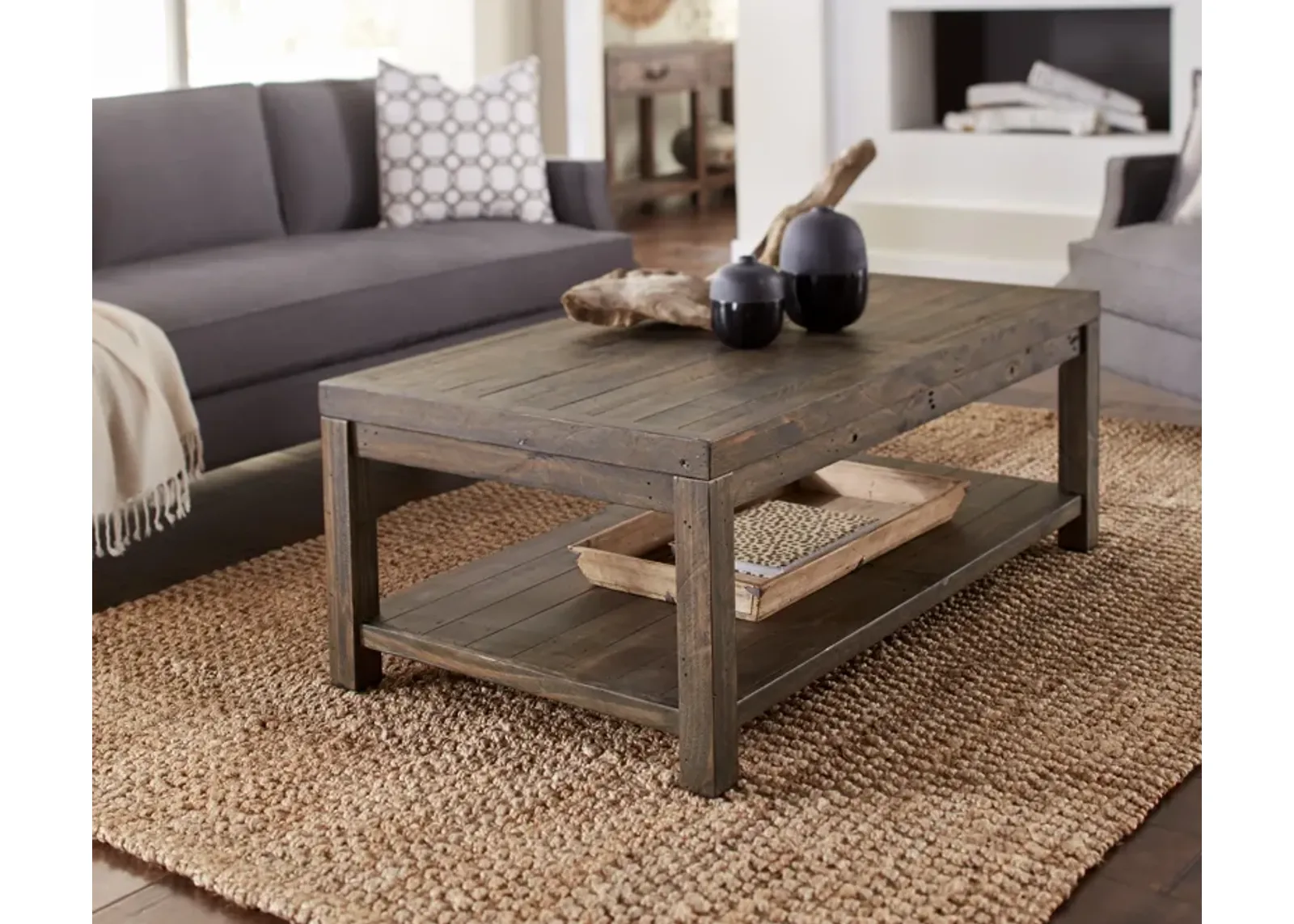 Craster Reclaimed Wood Rectangular Coffee Table in Smoky Taupe