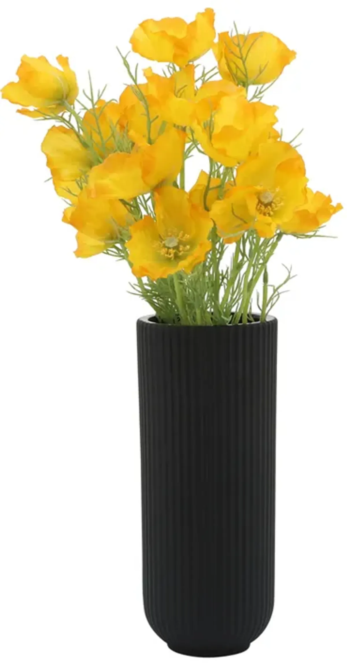 Ceramic, 11"h Ridged Vase, Black