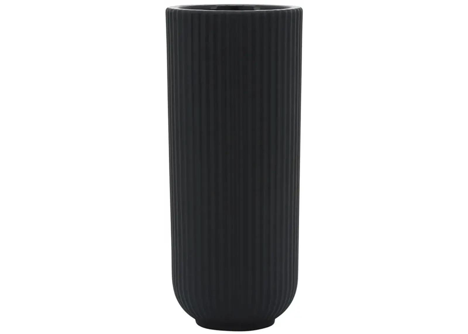 Ceramic, 11"h Ridged Vase, Black