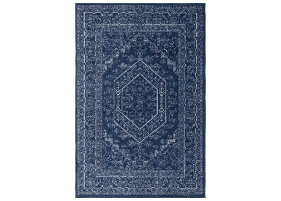 Adirondack Contemporary Navy / Ivory 3' X 5' Powerloomed Rug