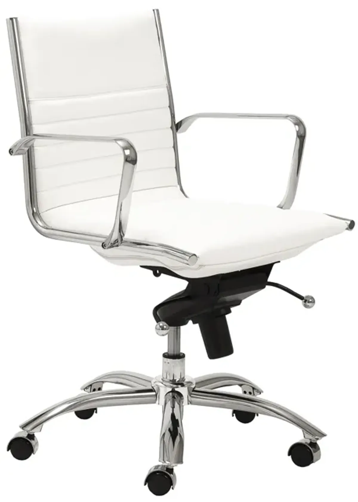 Dirk Low Back Office Chair in White with Chromed Steel Base