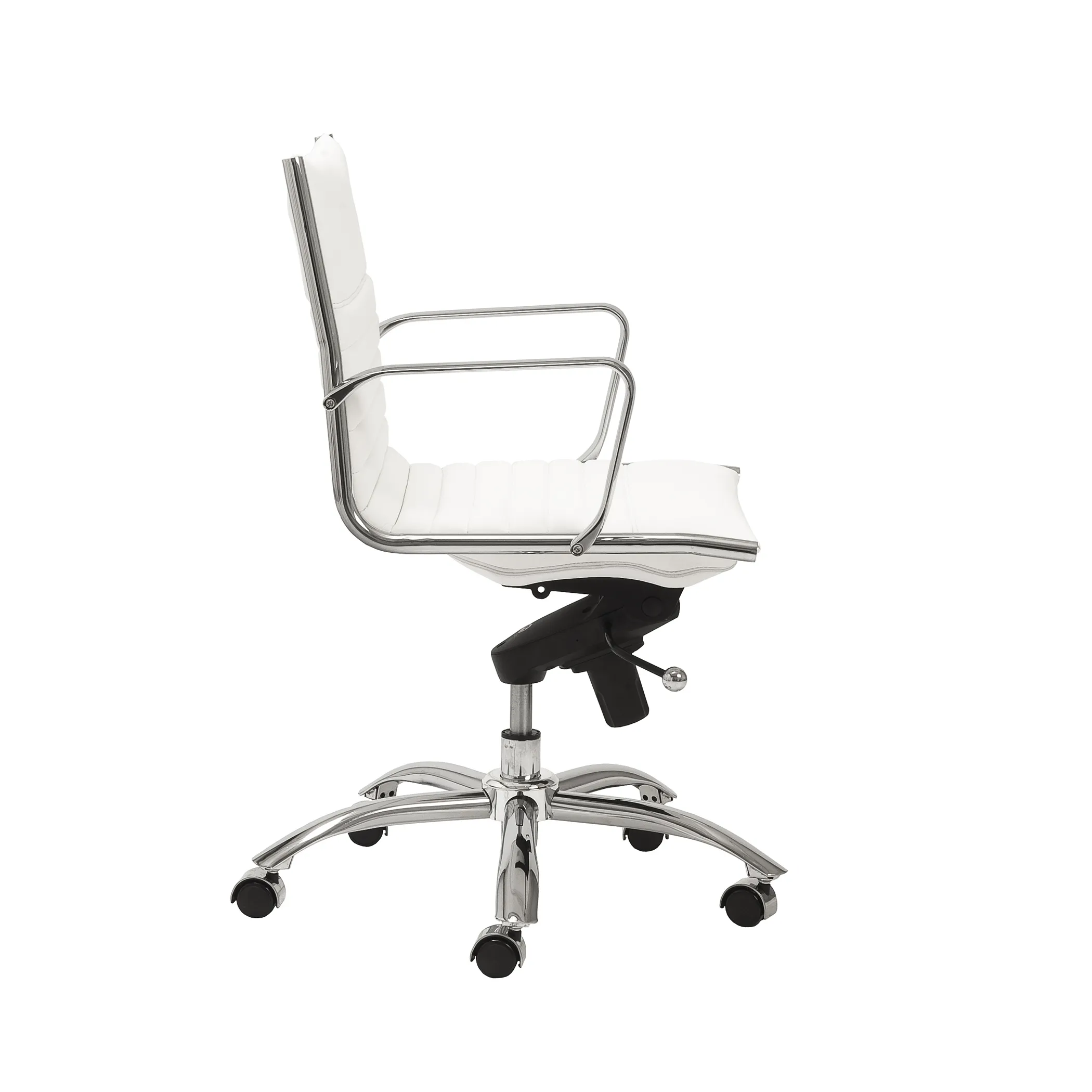 Dirk Low Back Office Chair in White with Chromed Steel Base