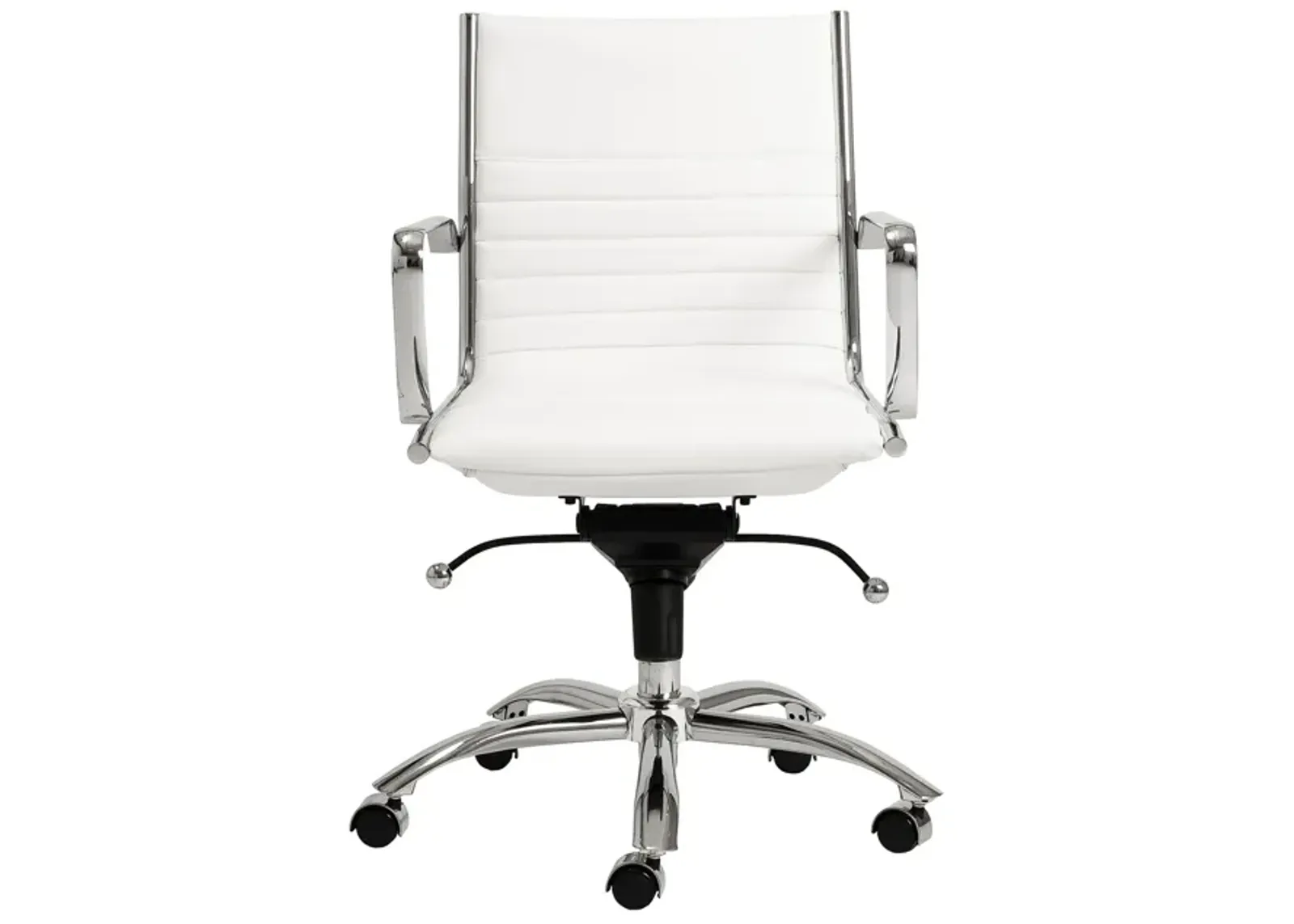 Dirk Low Back Office Chair in White with Chromed Steel Base