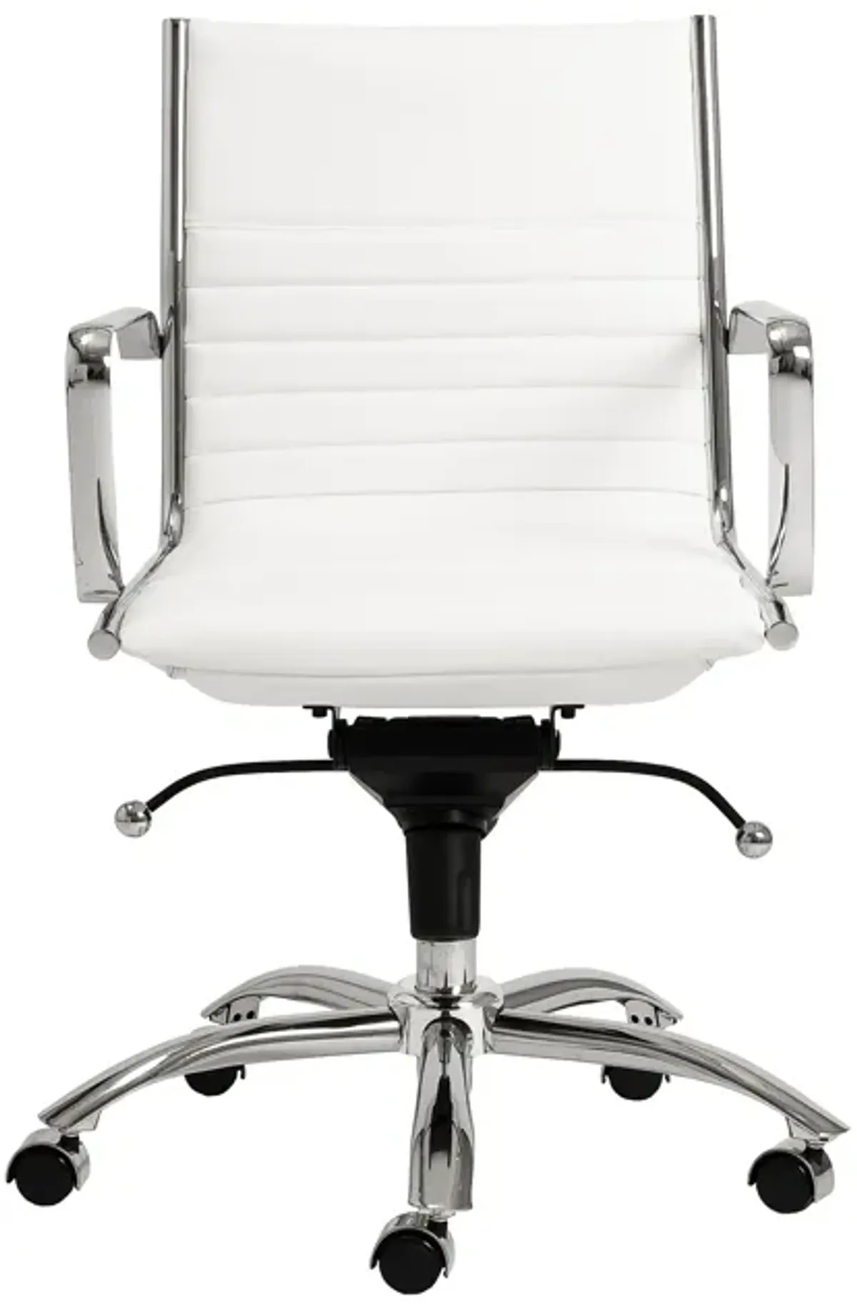 Dirk Low Back Office Chair in White with Chromed Steel Base