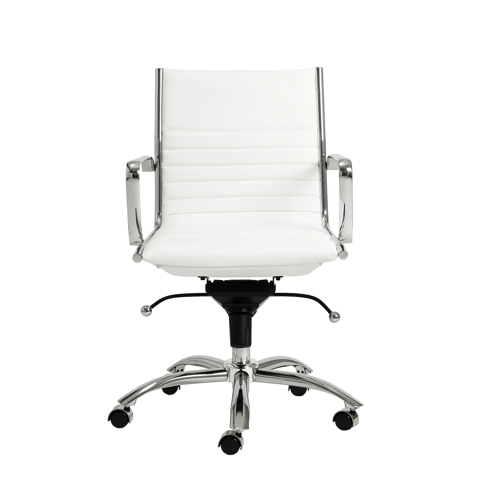 Dirk Low Back Office Chair in White with Chromed Steel Base