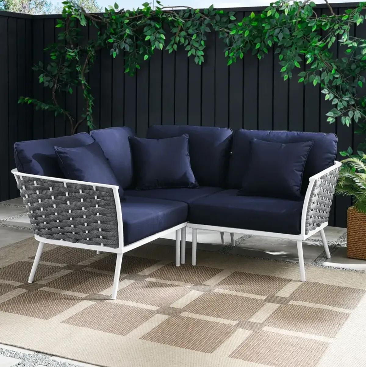 Stance Outdoor Patio Aluminum Small Sectional Sofa