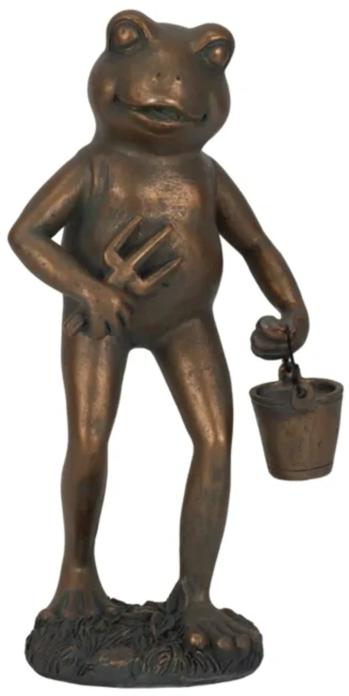 11" Gardening Frog, Bronze