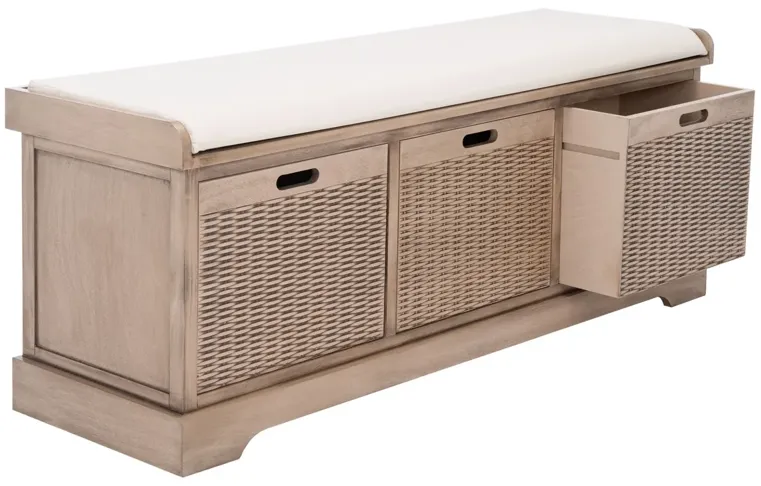 LANDERS 3 DRAWER/CUSHION STORAGE BENCH