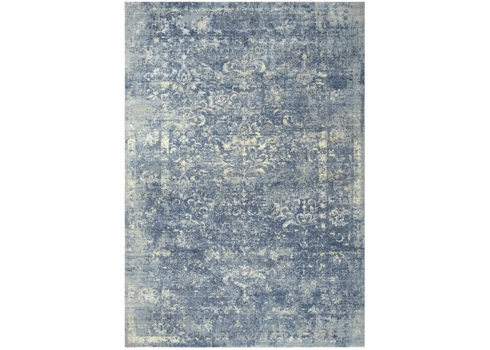 Impressions Blue Classic/Modeled NZ Wool/Tencel Blend 2' x 3'  Rectangle Rug