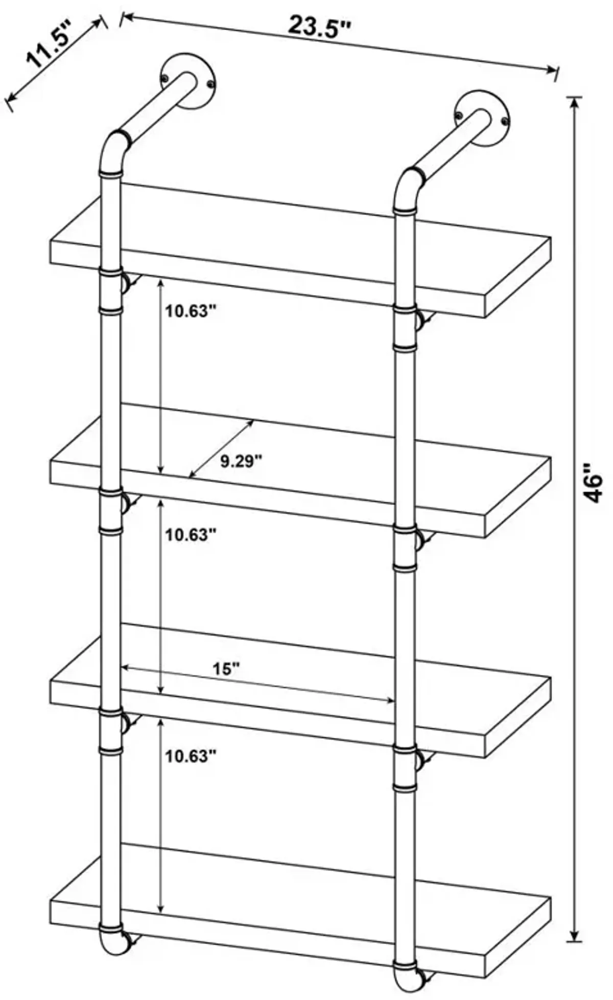 Elmcrest 24-inch Wall Shelf Black and Rustic Oak