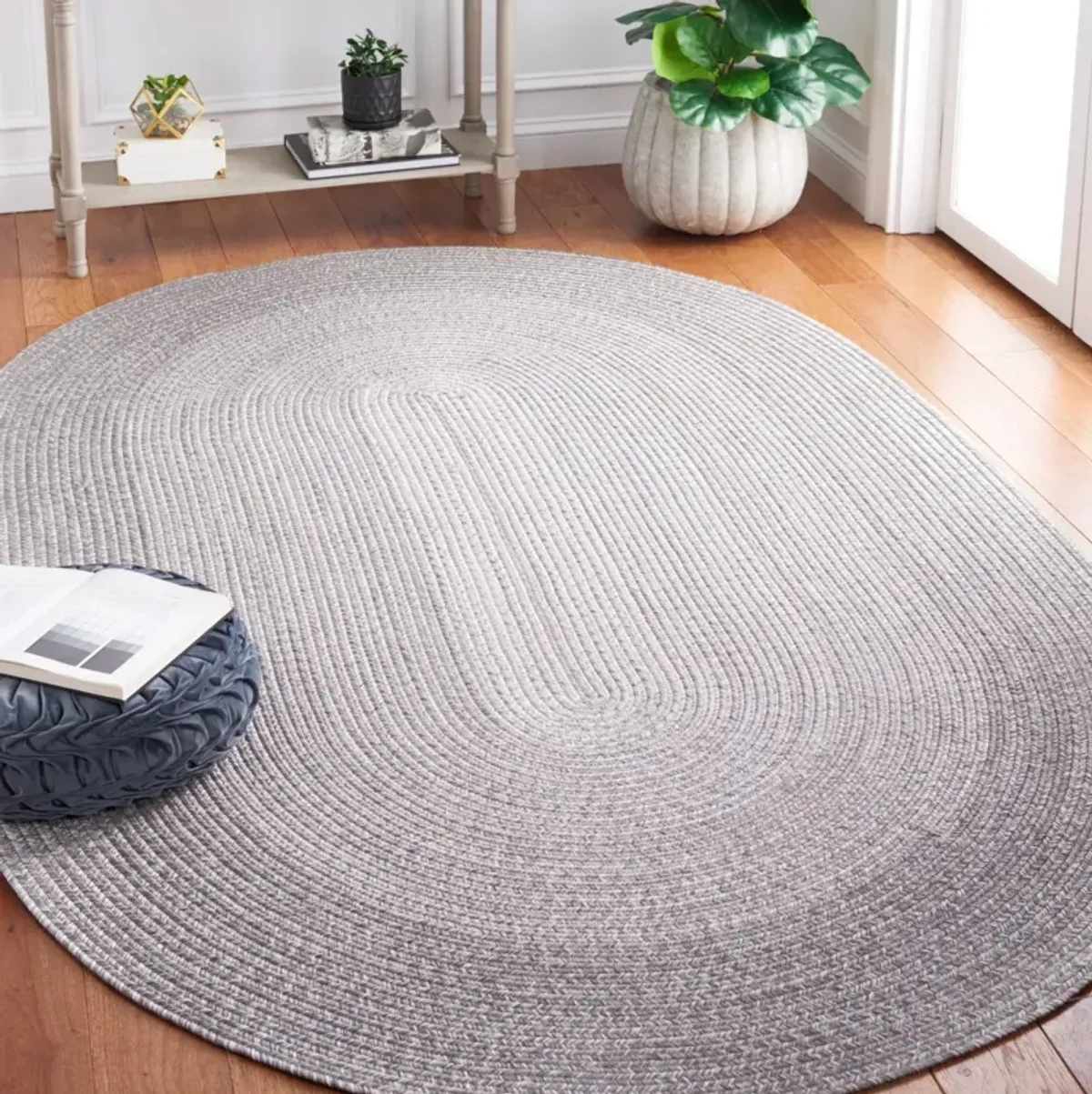 BRAIDED 220 GREY 9' x 12' Oval Oval Rug