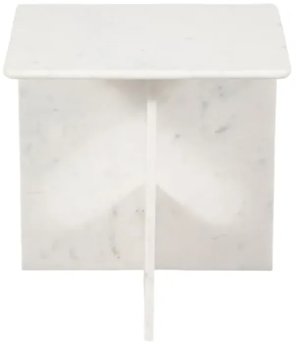 20" Marble Accent Table, White