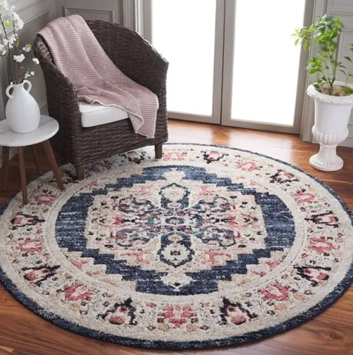 LUNA 103 Blue  6'-7' X 6'-7' Round Round Rug