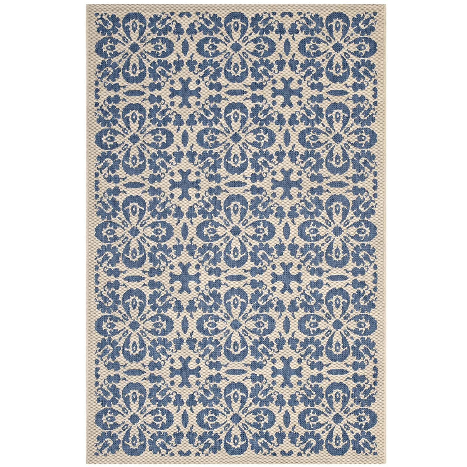 Ariana Vintage Floral Trellis 9x12 Indoor and Outdoor Area Rug