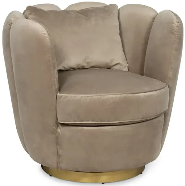 Cosmo Velvet Swivel Chair (Latte)